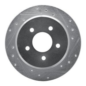 Ford Crown Victoria Brake Rotor (1) - Rear Right - R1 Concepts - Drilled & Slotted - Silver - `96-`02 Ford Crown Victoria Brake Rotor (1) - Rear Right - R1 Concepts - Drilled & Slotted - Silver - `96-`02